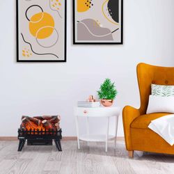 Black Steel Electric Fireplace, 18.5" x 8.5" x 16" | Utah