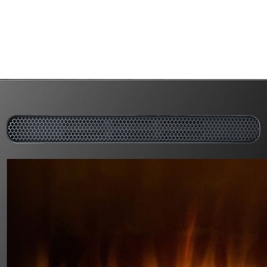 Black glass and steel electric fireplace, 152.4 x 14 x 48 cm | Arkansas
