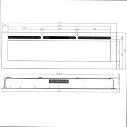 Black glass and steel electric fireplace, 152.4 x 14 x 48 cm | Arkansas