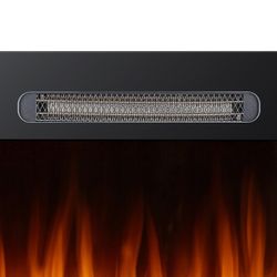 Ηλεκτρικό τζάκι μαύρο γυαλί και ατσάλι, 91,4 x 14 x 48 cm | Αλαμπάμα