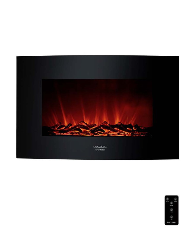 Chimenea Eléctrica de Pared Ready Warm 3500 Curved Flames 35'' Cecotec,  90x15x56 cm — Qechic