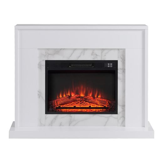 Lareira elétrica e estrutura em aço e vidro preto/branco, 58,4 x 12,8 x 43,5 cm | lavalete