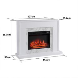 Electric fireplace and frame in steel and black/white glass, 58.4 x 12.8 x 43.5 cm | lavalette