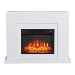 Chimenea eléctrica y moldura de acero y cristal negra/blanca, 58,4 x 12, 8 x 43 ,5 cm | Val- joly