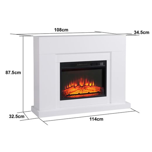 Chimenea eléctrica y moldura de acero y cristal negra/blanca, 58,4 x 12, 8 x 43 ,5 cm | Val- joly