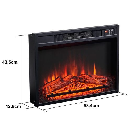 Chimenea eléctrica y moldura de acero y cristal negra/blanca, 58,4 x 12, 8 x 43 ,5 cm | Val- joly