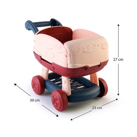 Cuisine pour enfants 2 en 1 en polyéthylène beige et bordeaux, 39x23x27 cm | chariot de cuisine