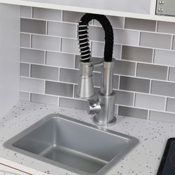 Cozinha infantil de madeira branca, 99 x 34 x 104 cm | Cozinha Eletrônica