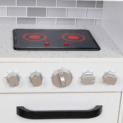 Cozinha infantil de madeira branca, 99 x 34 x 104 cm | Cozinha Eletrônica