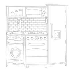 Cozinha infantil de madeira branca, 99 x 34 x 104 cm | Cozinha Eletrônica