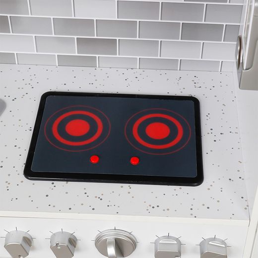 Cozinha infantil de madeira branca, 99 x 34 x 104 cm | Cozinha Eletrônica
