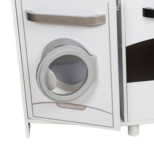 Cozinha infantil de madeira branca, 99 x 34 x 104 cm | Cozinha Eletrônica