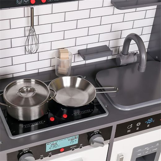 Cuisine pour enfants en bois gris, 65 x 30 x 93 cm | petite cuisine