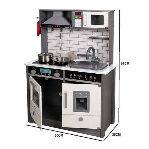 Cuisine pour enfants en bois gris, 65 x 30 x 93 cm | petite cuisine