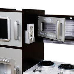 Cozinha infantil em madeira na cor prata, 90 x 30 x 83 cm | Otaku Moderno