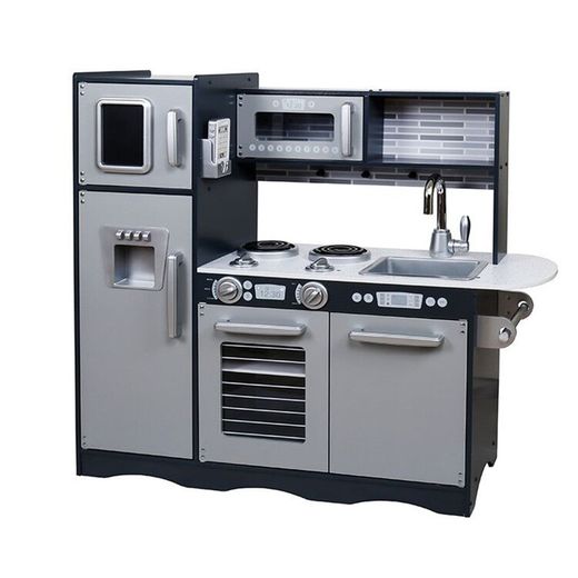 Cozinha infantil em madeira na cor prata, 90 x 30 x 83 cm | Otaku Moderno
