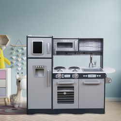 Cozinha infantil em madeira na cor prata, 90 x 30 x 83 cm | Otaku Moderno