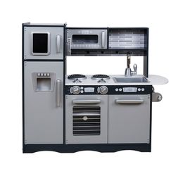 Cozinha infantil em madeira na cor prata, 90 x 30 x 83 cm | Otaku Moderno