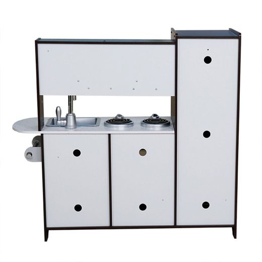 Cozinha infantil em madeira na cor prata, 90 x 30 x 83 cm | Otaku Moderno