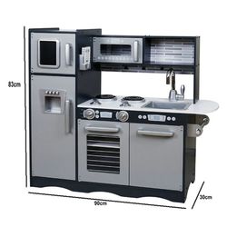 Cozinha infantil em madeira na cor prata, 90 x 30 x 83 cm | Otaku Moderno