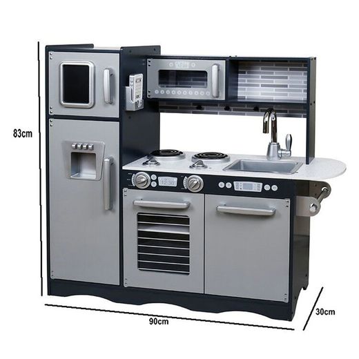 Cozinha infantil em madeira na cor prata, 90 x 30 x 83 cm | Otaku Moderno