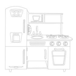 Cuisine pour enfants en bois rose et or, 85 x 33 x 89 cm | lire