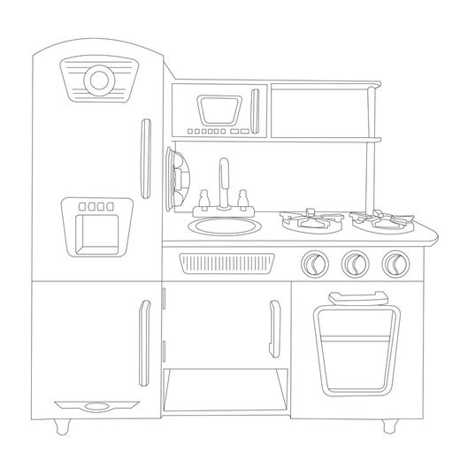 Cuisine pour enfants en bois rose et or, 85 x 33 x 89 cm | lire