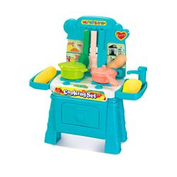 Cuisine pour enfants en polyéthylène bleu, 29x13x31 cm | cuisson