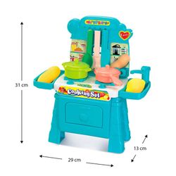 Cuisine pour enfants en polyéthylène bleu, 29x13x31 cm | cuisson