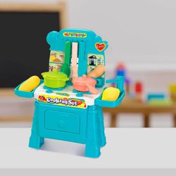 Cuisine pour enfants en polyéthylène bleu, 29x13x31 cm | cuisson