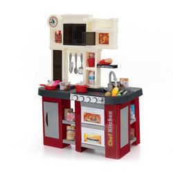 Cozinha infantil em polietileno vermelho e bege, 63x35x84 cm | chef talentoso