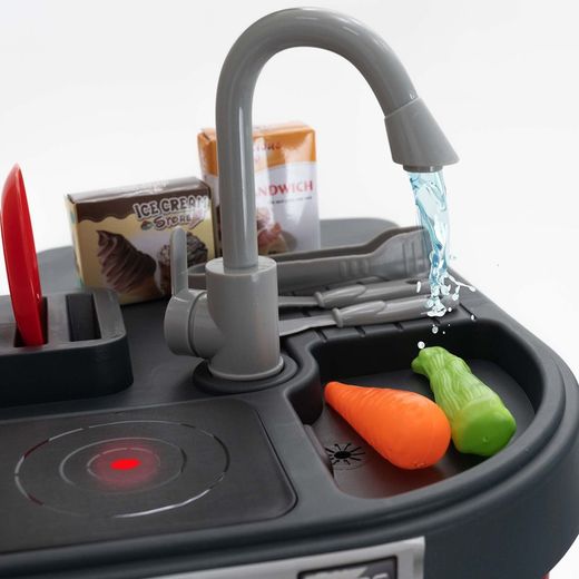 Cozinha infantil em polietileno vermelho e bege, 63x35x84 cm | chef talentoso