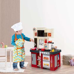 Cozinha infantil em polietileno vermelho e bege, 63x35x84 cm | chef talentoso
