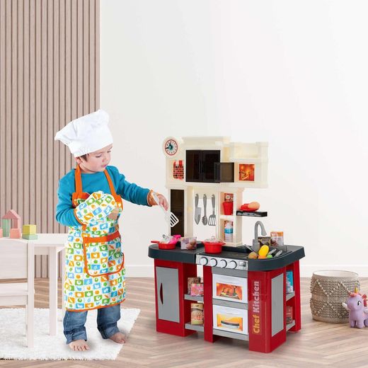 Cozinha infantil em polietileno vermelho e bege, 63x35x84 cm | chef talentoso