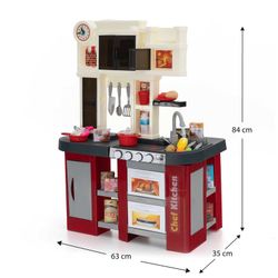 Cozinha infantil em polietileno vermelho e bege, 63x35x84 cm | chef talentoso