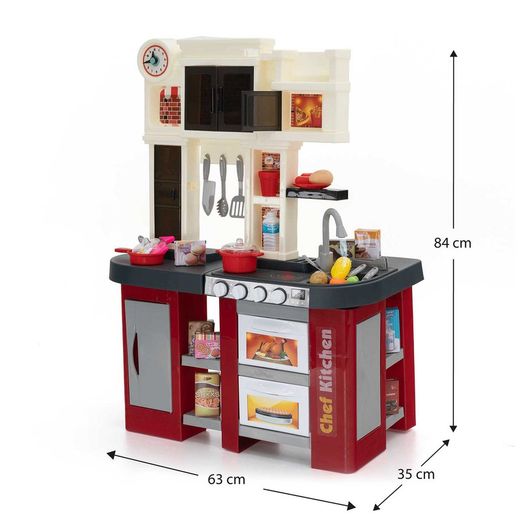 Cozinha infantil em polietileno vermelho e bege, 63x35x84 cm | chef talentoso