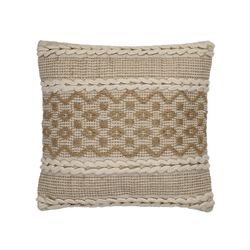 Cojín de yute y algodón marrón claro/beige, 45 x 45 cm