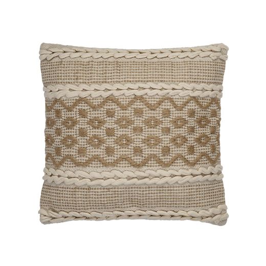 Cojín de yute y algodón marrón claro/beige, 45 x 45 cm