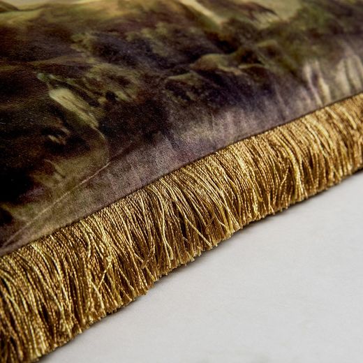 Coussin Anatole en velours ocre, 45 x 45 x 15 cm