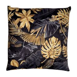 Cuscino in velluto Arsen nero, 45 x 45 x 10 cm