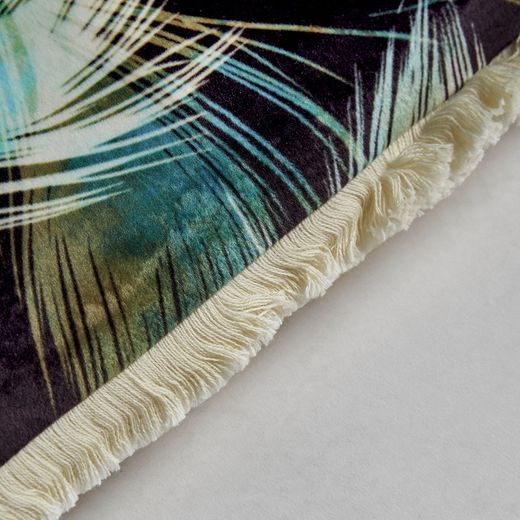 Coussin Basha en velours naturel, 45 x 45 x 15 cm