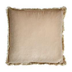 Coussin Basha en velours naturel, 45 x 45 x 15 cm