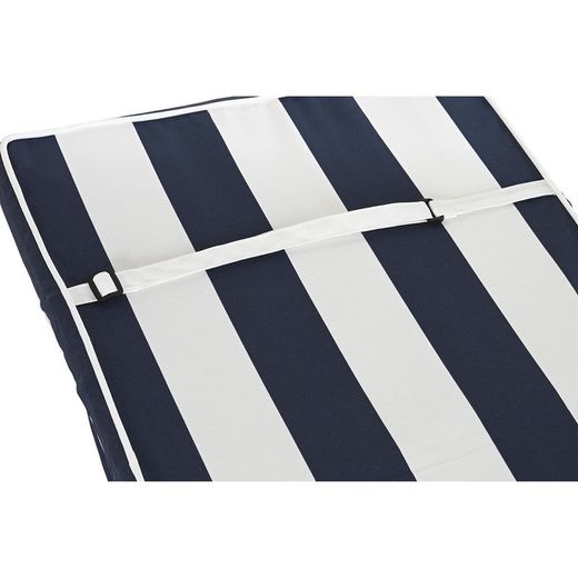 Cushion with backrest for fabric chair in navy blue and white, 42 x 115 x 5 cm | Stripes