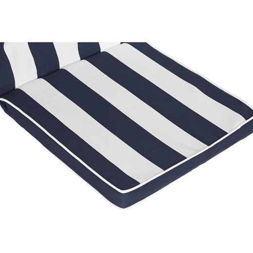 Cushion with backrest for fabric chair in navy blue and white, 42 x 115 x 5 cm | Stripes