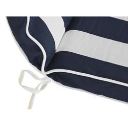 Cushion with backrest for fabric chair in navy blue and white, 42 x 115 x 5 cm | Stripes
