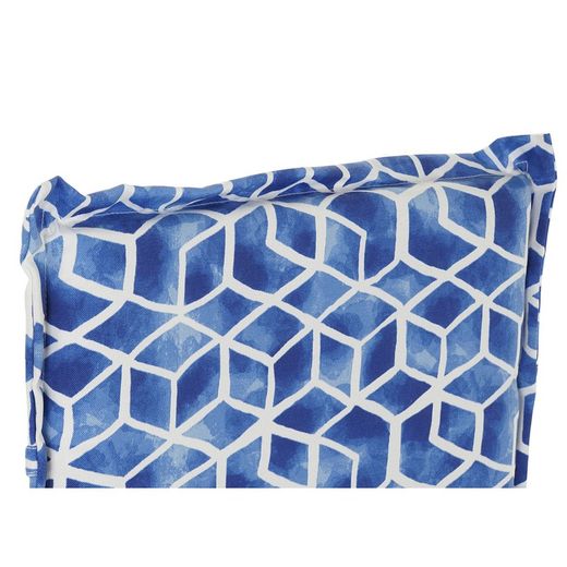 Kussen met rugleuning voor stoffen stoel in blauw en wit, 42 x 115 x 5 cm | Zeezijde