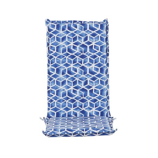 Kussen met rugleuning voor stoffen stoel in blauw en wit, 42 x 115 x 5 cm | Zeezijde