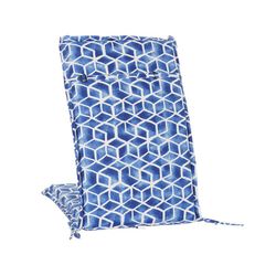 Kussen met rugleuning voor stoffen stoel in blauw en wit, 42 x 115 x 5 cm | Zeezijde