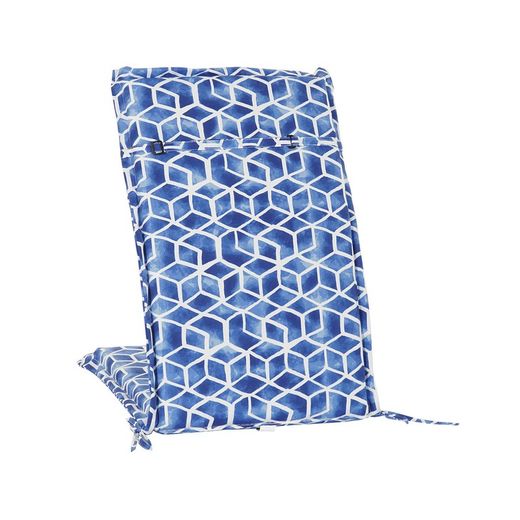 Kussen met rugleuning voor stoffen stoel in blauw en wit, 42 x 115 x 5 cm | Zeezijde