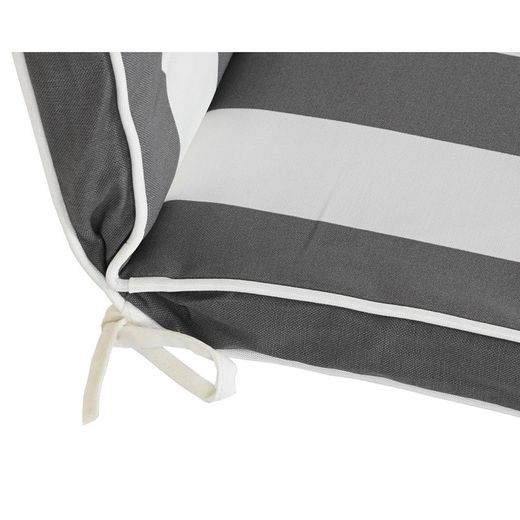Cushion with backrest for fabric chair in gray and white, 42 x 115 x 5 cm | Stripes